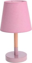 Roze tafellamp/schemerlamp hout/metaal 23 cm - Woondecoratie lamp op metalen voet roze