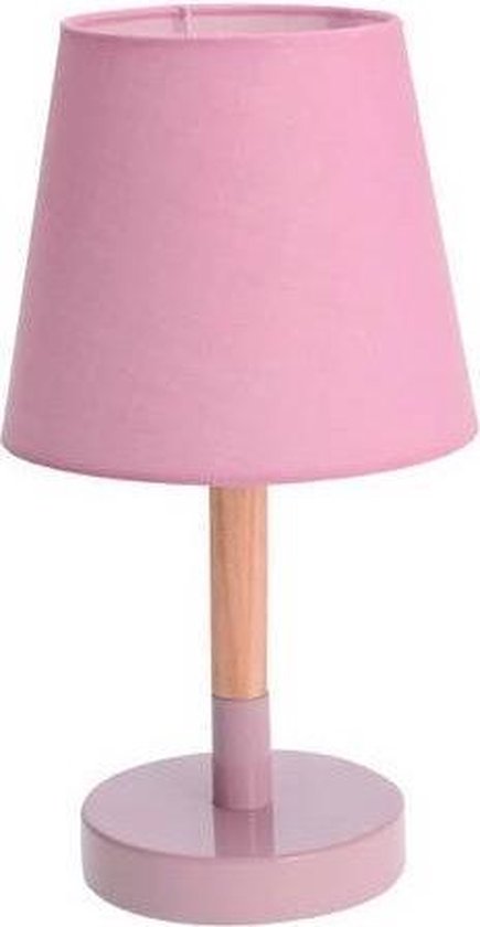 Geelachtig speelgoed Teken Roze tafellamp/schemerlamp hout/metaal 23 cm - Woondecoratie lamp op  metalen voet roze | bol.com