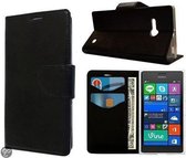 Nokia Lumia 735 Wallet Book Case Lederen hoesje Zwart