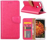 Geschikt voor Huawei Y6 2018 portemonnee Hoesje met opbergvakjes Pink