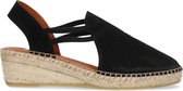 Manfield - Dames - Zwarte suède sandalen met sleehak - Maat 42