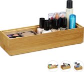 Relaxdays bamboe organizer - stapelbaar - badkamer - keuken - natuurlijk design opbergbox - B