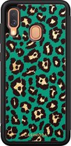 Samsung A40 hoesje - Luipaard groen | Samsung Galaxy A40 case | Hardcase backcover zwart