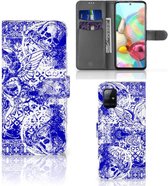 Telefoonhoesje met Naam Geschikt voor Samsung Galaxy A71 Angel Skull Blue