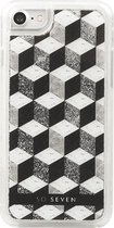 So Seven Premium Case met Liquid Glitters Cubic - Zilver- voor Apple iPhone 7/8