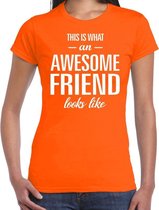 Awesome friend cadeau t-shirt oranje dames XS