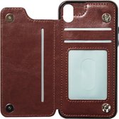 ADEL Kunstleren Back Cover Portemonnee Hoesje Geschikt Voor iPhone XS/ X - Pasjeshouder Bruin