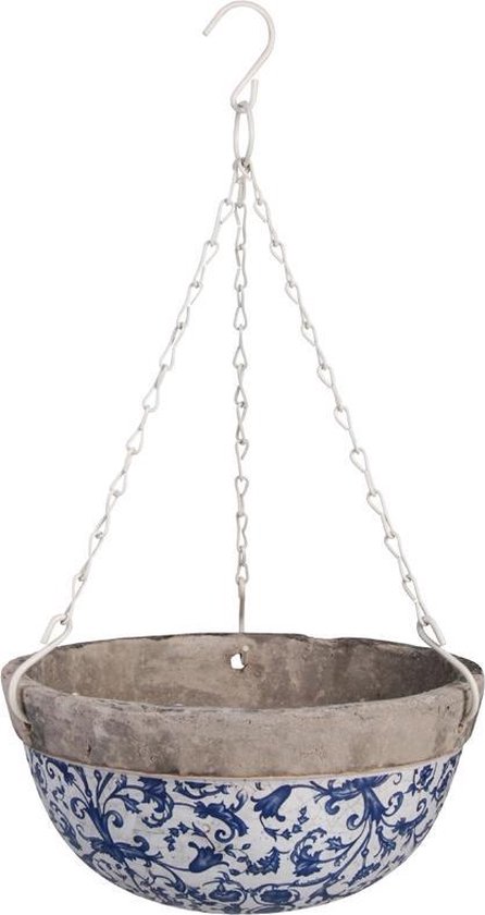 Panier suspendu en céramique bleu