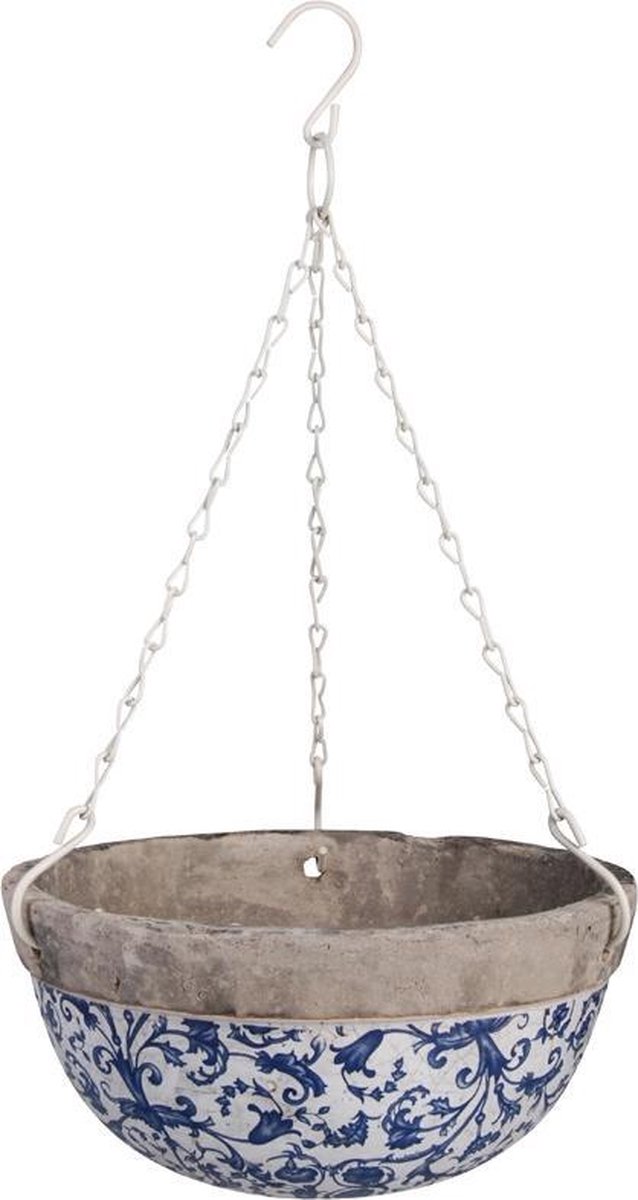Keramiek hanging basket blauw