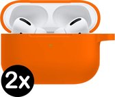 Hoes Voor Apple AirPods Pro Hoesje Siliconen Case - Oranje - 2 PACK