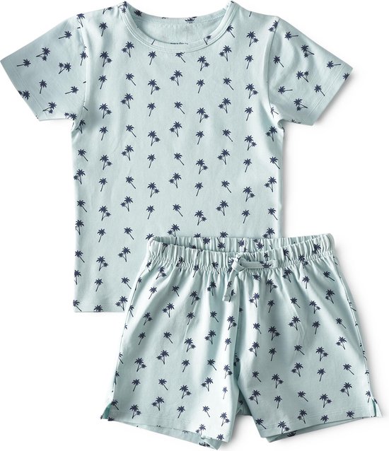 Little Label - zomer baby pyjama - palm azur - maat: 86 - bio-katoen |  bol.com