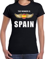 The winner is Spain / Spanje t-shirt zwart voor dames M