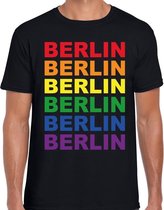 Regenboog Berlin gay pride zwart t-shirt voor heren L
