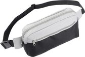 Lichtgrijs/zwart heuptasje/buideltasje 28 x 17 cm - Lichtgrijs/zwarte heuptassen/fanny pack voor op reis/onderweg
