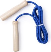 Springtouw blauw 240 cm met houten handvatten - Buitenspeelgoed - Sportief speelgoed voor jongens/meisjes/kinderen