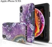 Apple iPhone X/XS Marmor Stone Back Cover Hoesje - Paars