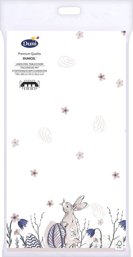 2x Pasen tafelkleden/tafellakens haas wit/roze 138 x 220 cm - Paasontbijt tafeldecoratie tafelkleed/tafellaken kleden - Pasen thema papieren tafeldecoraties - Merkloos