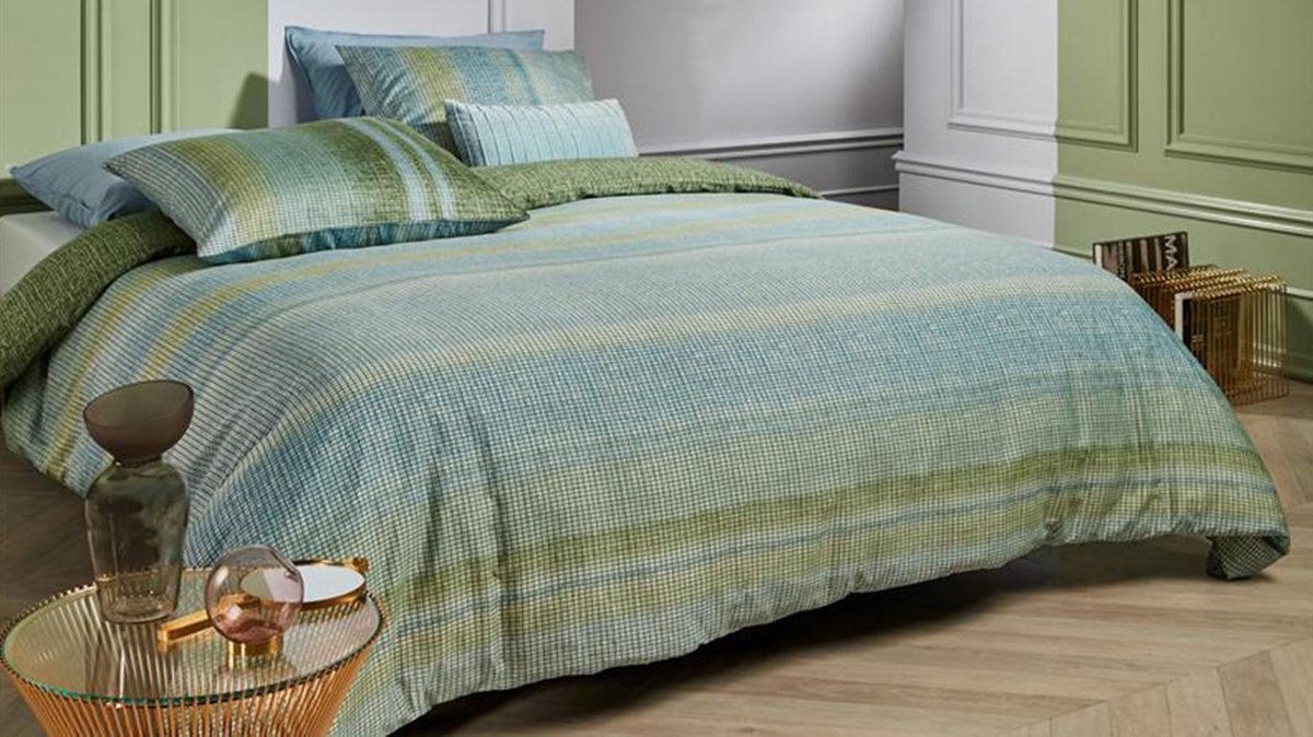 Kardol Tabby Dekbedovertrek - Tweepersoons - 200x200/220 cm - Groen