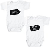 Rompertjes baby met tekst - Buy one. Get one free! - Romper wit - Maat 62/68