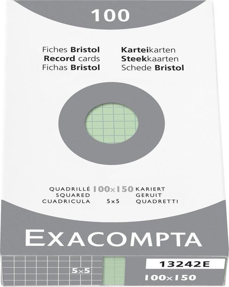 Étui de 100 fiches - bristol quadrillé 5x5 perforé 210x297mm