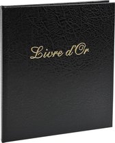 3x Gastenboek Balacron kaft met opschrift Livre d'Or - 140 pagina's - 21x19cm verticaal, Zwart