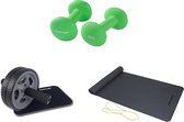 Workout set Tunturi - driedelig - fitness (yoga) mat - 2 x 4 kg - buikspierwiel