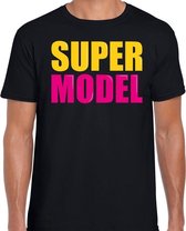 Super model fun tekst t-shirt zwart heren XL