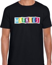 Mafkees fun tekst t-shirt zwart heren S