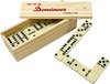 Afbeelding van het spelletje scarlet play | Domino Club domino's Double Six 6 Professional met messing pinnen met houten doosje Set van 28 domino's - legspelspel Ivoor