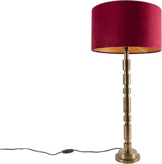 QAZQA torre - Lampe de table avec abat-jour - 1 lumière - H 770 mm - Rouge