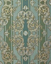 Papier peint baroque EDEM 580-35 texturé aspect textile métalliques vert vert-pin or nacré argent 5,33 m2