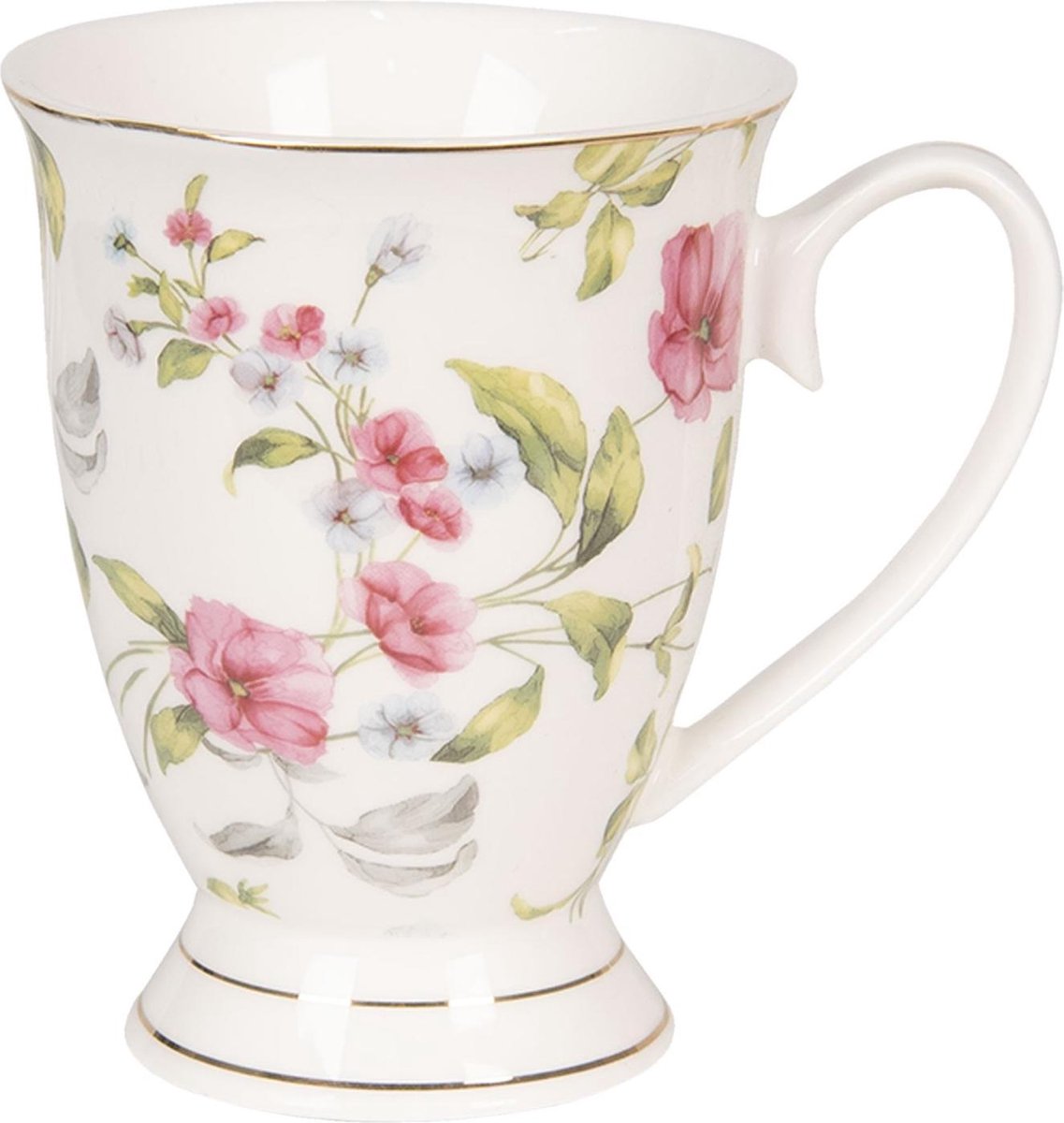 Clayre & Eef Mok 200 ml Roze Wit Porselein Bloemen