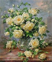 Diamond painting - Boeket witte bloemen - 40x30cm