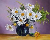 Diamond painting - Witte bloemen in donkere vaas - 40x30cm