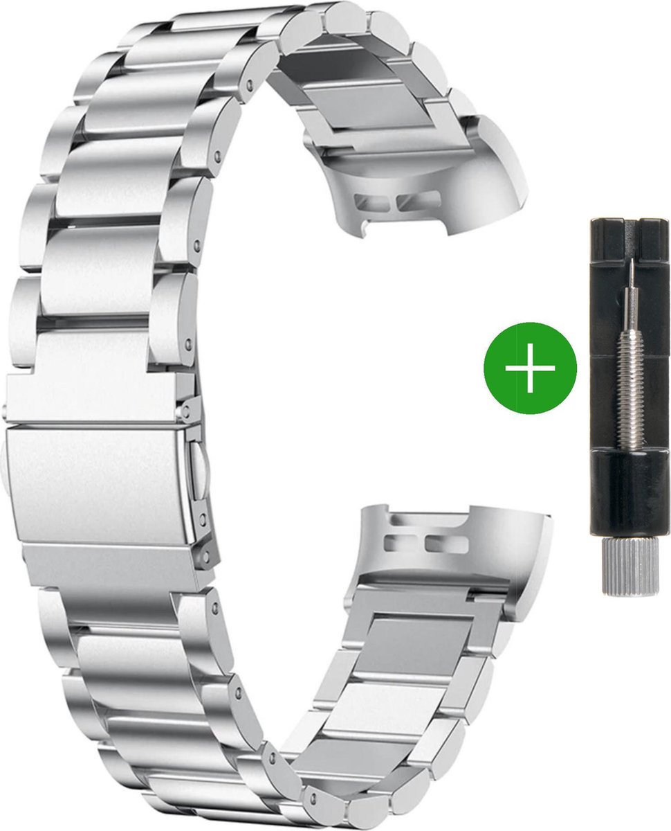 Fitbit charge 3 - Fitbit charge 4 bandjes Universeel - Fitbit bandje RVS - Schakelband - Zilver