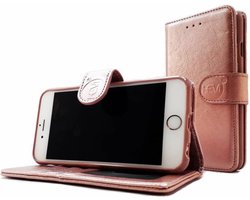 Apple iPhone 5 / 5s / SE (2016) - Rose Gold Leren Portemonnee Hoesje - Lederen Wallet Case TPU meegekleurde binnenkant- Book Case - Flip Cover - Boek - 360º beschermend Telefoonhoesje