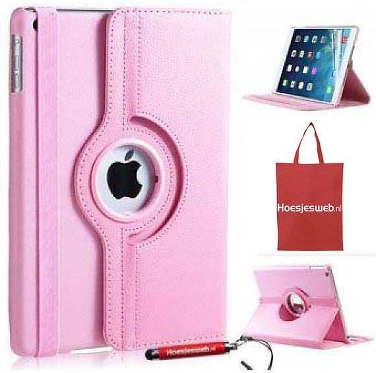 Licht Roze 360 graden draaibare hoes iPad Air 2 met orginele Hoesjesweb stylus