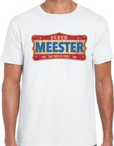 Super meester cadeau / kado t-shirt vintage wit voor heren XL