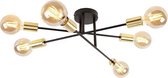 QAZQA sydney - Industriele Plafondlamp - 6 lichts - Ø 550 mm - Zwart Goud - Industrieel - Woonkamer | Slaapkamer | Keuken