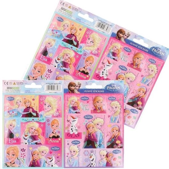 18x Disney Frozen stickers roze/paars Anna/Elsa/Olaf Kinderstickers