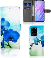Hoesje Geschikt voor Samsung Galaxy S20 Ultra Orchidee Blauw