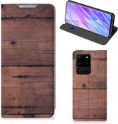 Geschikt voor Samsung Galaxy S20 Ultra Book Wallet Case Old Wood