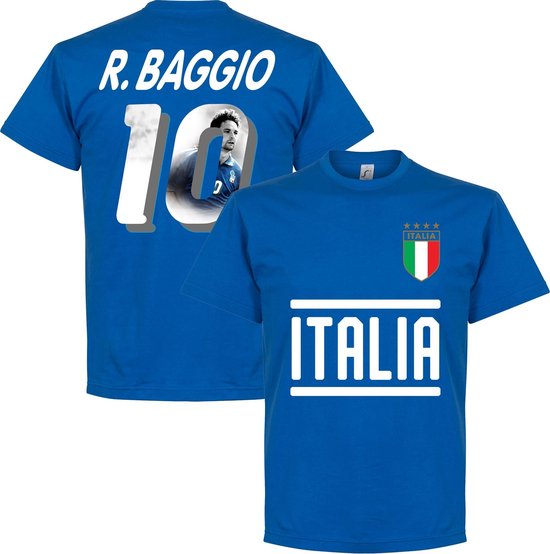 Italië R. Baggio 10 Gallery Team T-Shirt - Blauw - S
