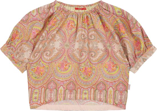 Bloei short sleeve blouse 05 AOP Ovation paisley cotton silk Beige: 116/6yr