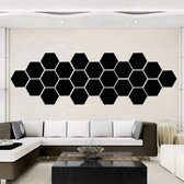 Zelfklevende Hexagon Spiegel Stickers - Wand Decoratie Spiegel Tegels - Spiegelende Tegelstickers Muurstickers - 3D Spiegelstickers - Zeshoek - Set Van 12 Stuks - Zwart - 10*8,5 CM