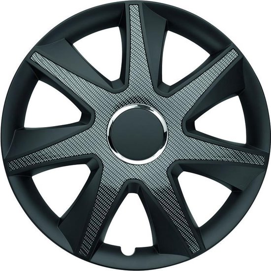 CIT5366L14 - Zwarte Wieldoppen 14 Inch Citroen Wieldoppen Zwart Citroen 14 Inch Merklogo Set