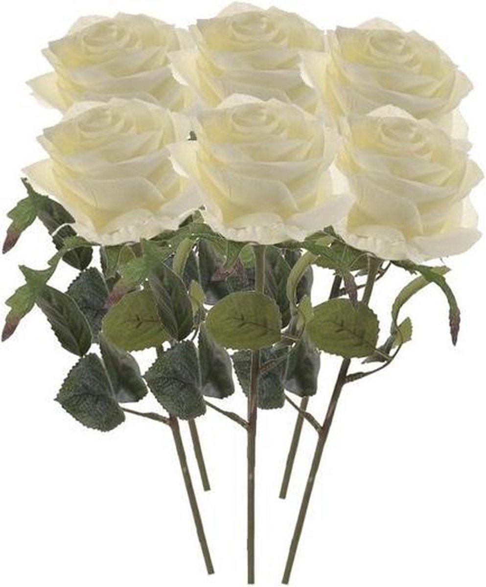 6x Fleurs artificielles roses Simone blanc 45 cm - Fleur artificielle /  fausse fleur... | bol.com