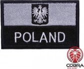 Geborduurde patch embleem vlag Polen Grijs met klittenband