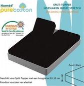 Splittopper Hoeslaken Jersey Katoen - Zwart