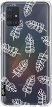 Casetastic Samsung Galaxy A51 (2020) Hoesje - Softcover Hoesje met Design - Feathers Outline Print